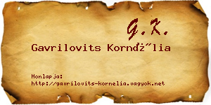 Gavrilovits Kornélia névjegykártya